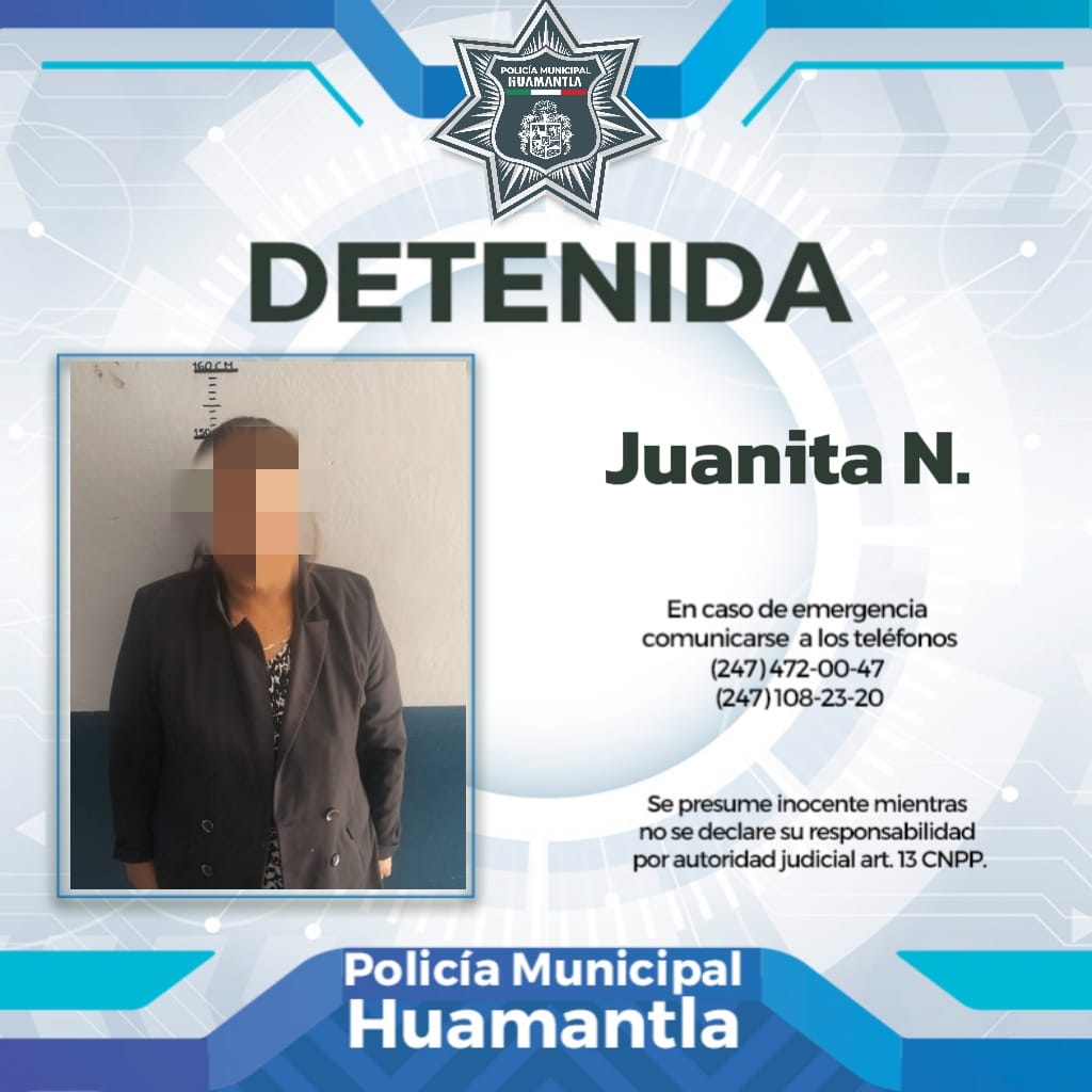 Policía de Huamantla pone a disposición a presunta fardera para proteger a comercios y consumidores